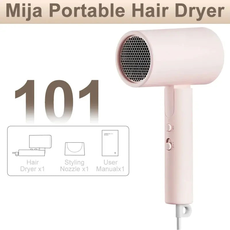 XIAOMI MIJIA Portable Anion Hair Dryer H101 Quick Dry Professinal Foldable 1600W 50 Million Negative Lons Home Travel Hair Care