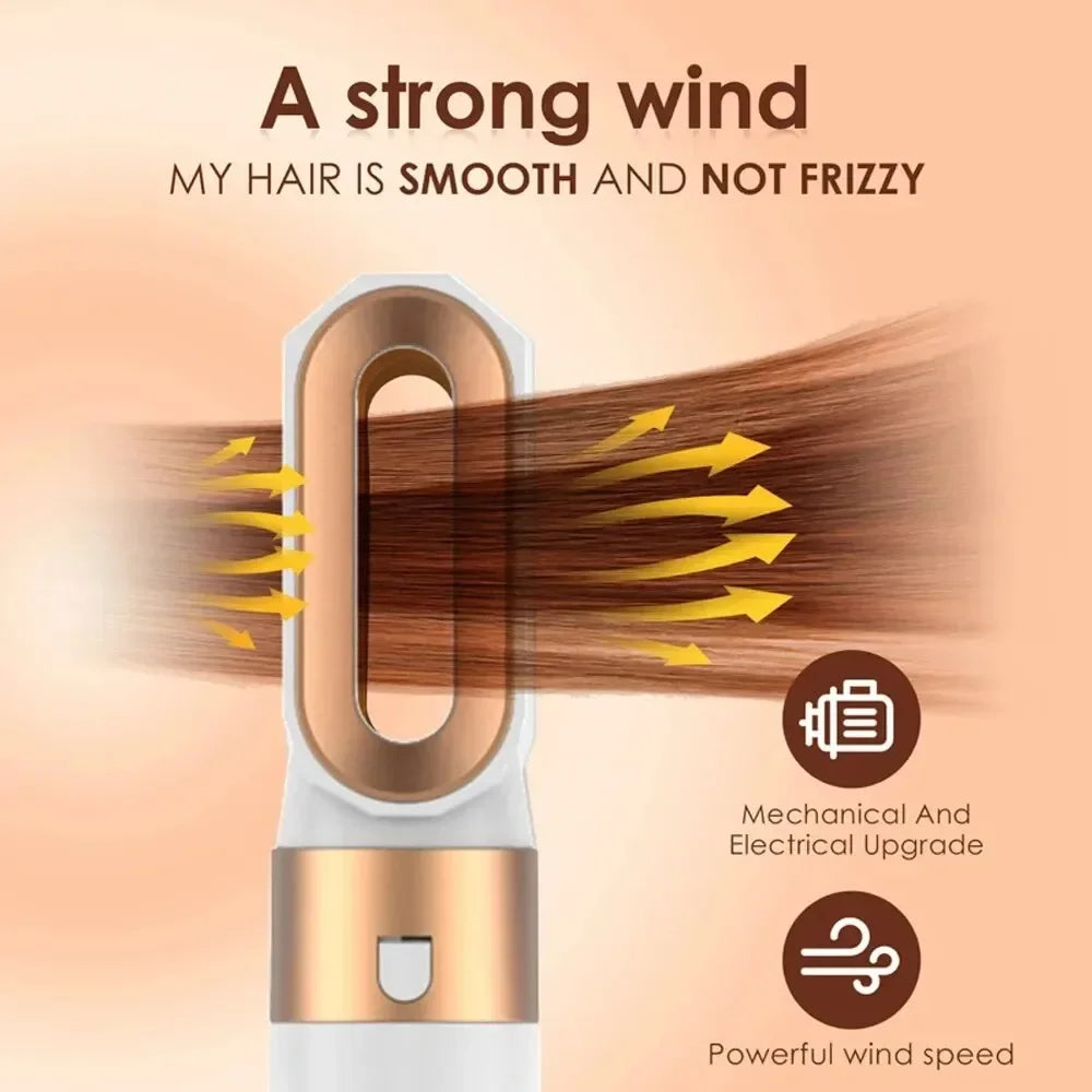 Professional Hair Styler 5 In 1 Low Noise Hair Curling Straightening Blow Dryer 1000W Powerful Wind Hot Air Brushes 10000RPM