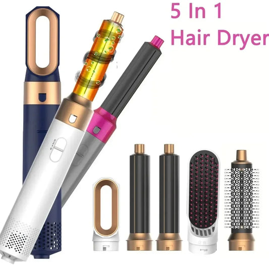 Professional Hair Styler 5 In 1 Low Noise Hair Curling Straightening Blow Dryer 1000W Powerful Wind Hot Air Brushes 10000RPM